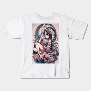 Geisha and Dragon 7813 Kids T-Shirt